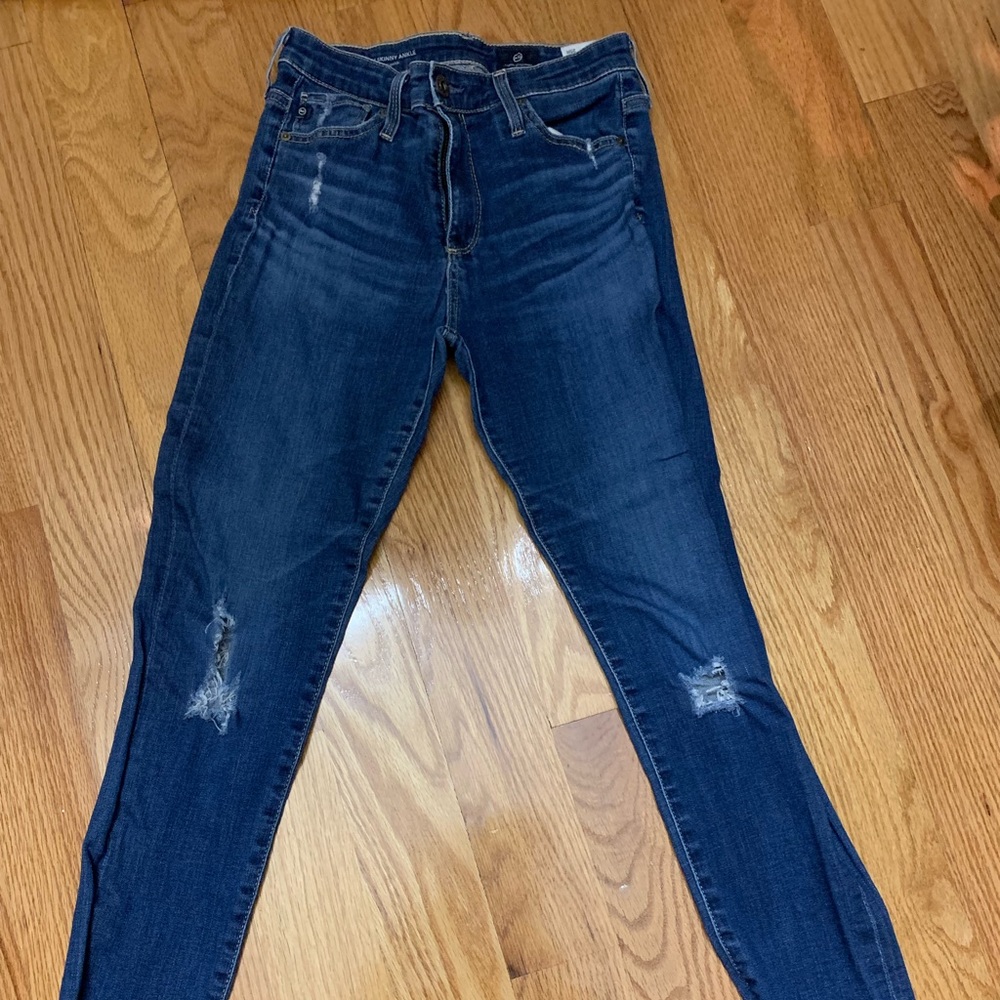 AG high rise skinny ripped jeans
